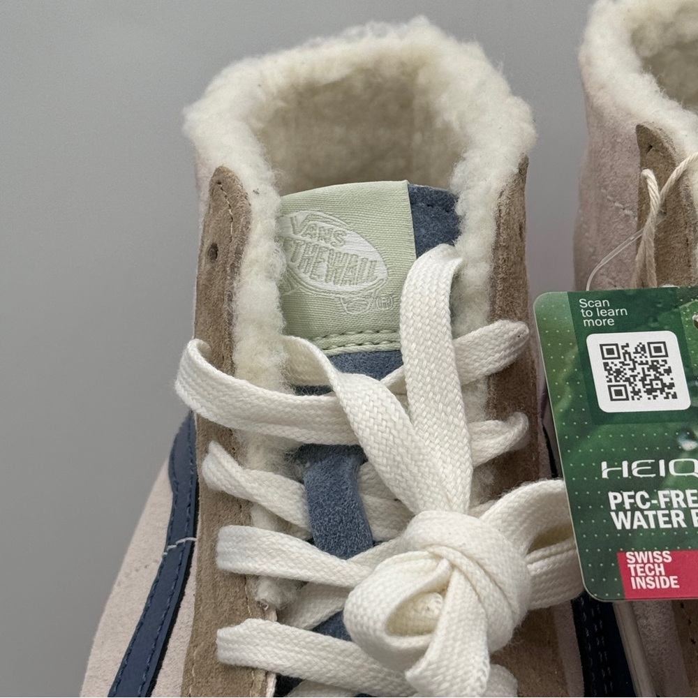 NWT Vans Sk8 Hi Pig Suede Multi Sherpa platform sneakers pink blue tan unisex - Picture 9 of 15